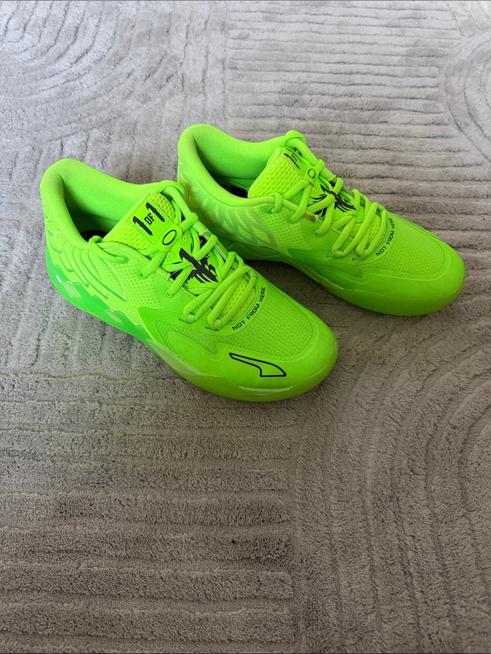Melo 1 basketball shoes neon green